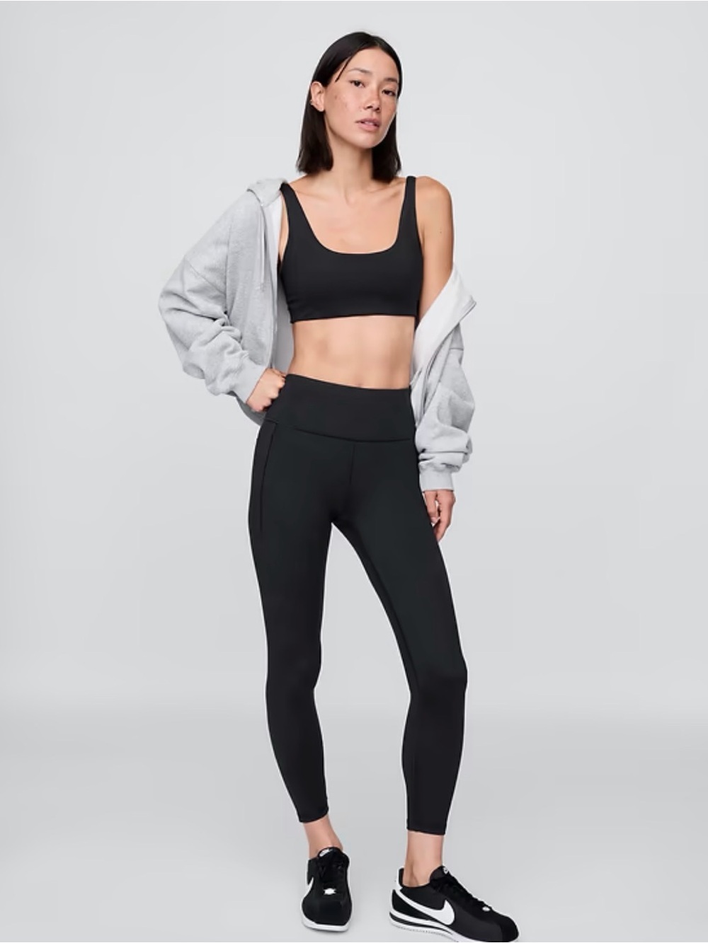 Gap Fit Black HighRise Ankle Length Leggings PowerMove w/ Pockets NWT